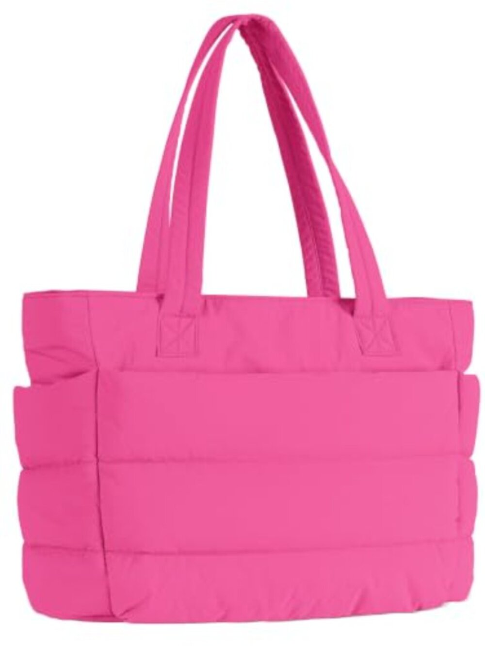 Lightweight Quilted Nylon Tote Bag for Women with Laptop Sleeve